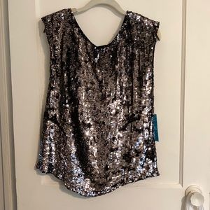 Alice + Olivia Daphne metallic sequined tunic M